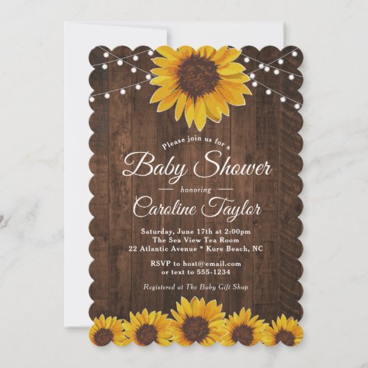 Rustisch Baby shower met String Lights Kaart (Voorkant)