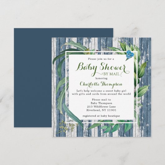 Rustisch Baby shower per post Waterverf Groene Flo Kaart (Voorkant / Achterkant)