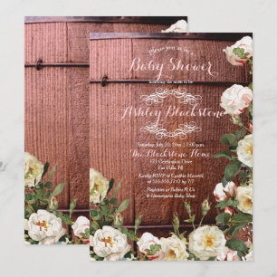 Rustisch Baby shower Rozen  Kaart