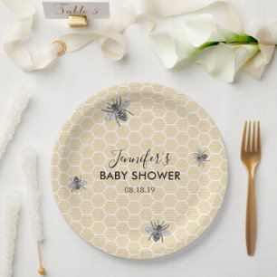 Rustisch Baby shower van  bijen Papieren Bordje