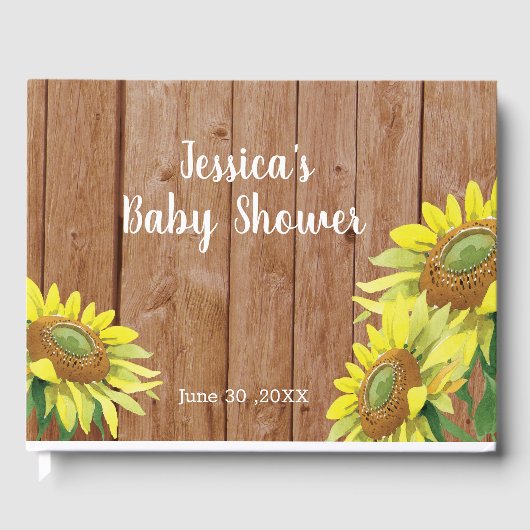 Rustisch Baby shower van hout Gastenboek (Voorkant)