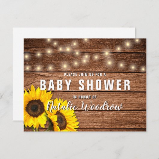 Rustisch Baby shower van hout Uitnodiging Briefkaart (Voorkant / Achterkant)