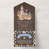 Rustisch Baby shower van Nautical Lighthouse All In One Uitnodiging (Binnen)