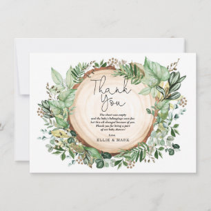 Rustisch Baby shower voor botanische groenbossen Bedankkaart