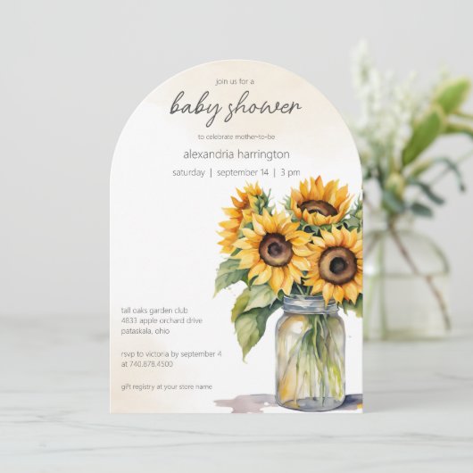 Rustisch Baby shower voor zonnebloemen Kaart (Staand voorkant)