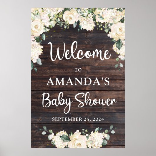 Rustisch baby shower-welkomstbord poster (Voorkant)