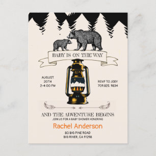 Rustisch Baby shower Woodland Wilderness Beren Uitnodiging Briefkaart