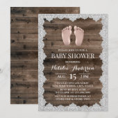 Rustisch Baby van Laced Barn Wood Voet Baby shower Kaart (Voorkant / Achterkant)