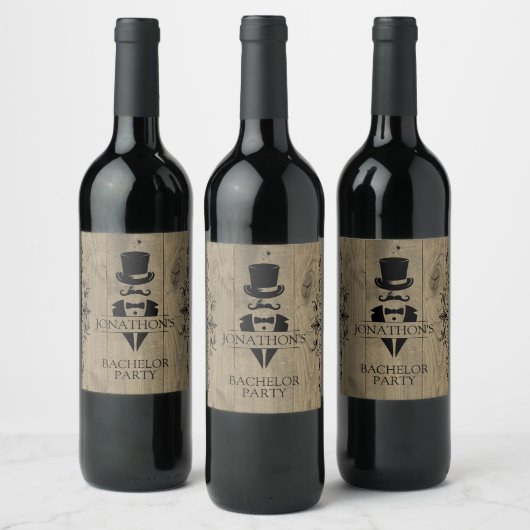 Rustisch Bachelor Party Wine Label Wijn Etiket (Flessen)