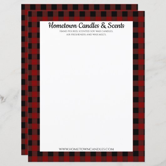 Rustisch bedrijfspapier met rood en zwart buffel (Voorkant / Achterkant)