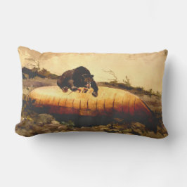 Rustisch Beer en Canoe Winslow Homer 1895 Camp Kussen