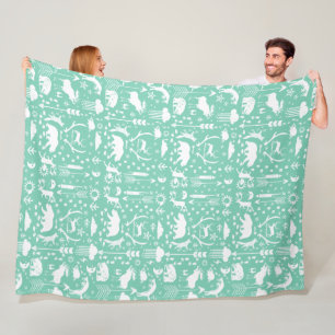 Rustisch Beer Fox Deer Raccoon Folk Patroon Fleece Deken