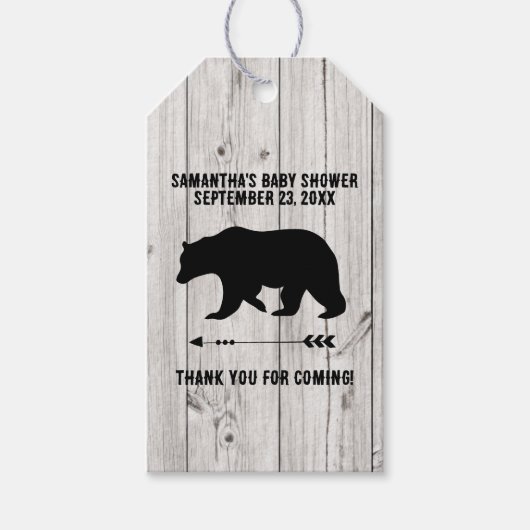 Rustisch Beer met witte houten plaat Cadeaulabel (Voorkant)