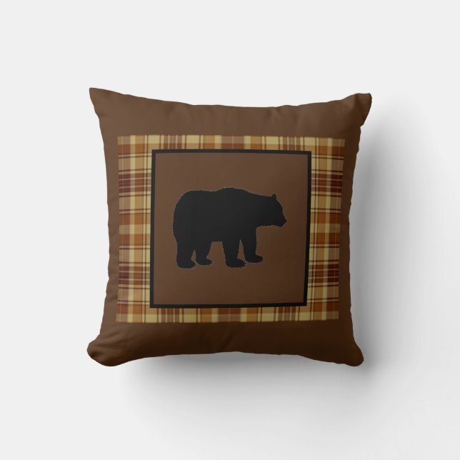 Rustisch Beer Silhouette Home Decor Sierkussen (Voorkant)