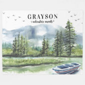 Rustisch bergavontuur met Boat + de Naam van de Do Fleece Deken (Voorkant (Horizontaal))