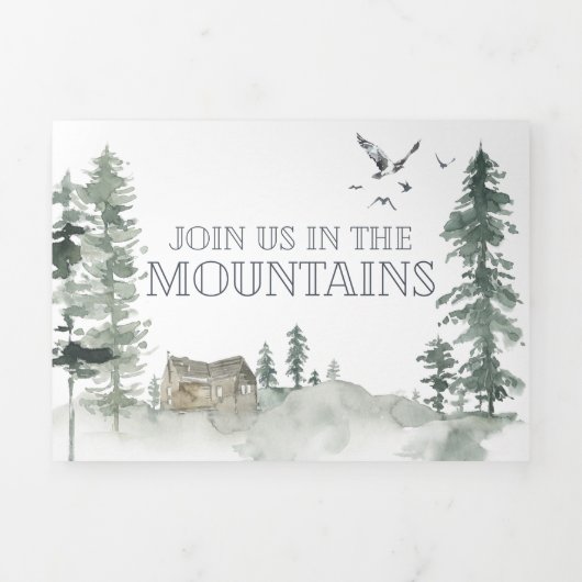 Rustisch bergbos | Weddenschap Drieluik Uitnodiging (Cover)