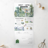 Rustisch bergbos | Weddenschap Drieluik Uitnodiging (Binnen)