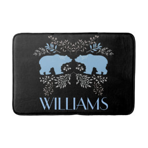 Rustisch blauw Beer en Floral Badmat