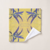 Rustisch blauw en geel bad handdoek (Wasdoekje)