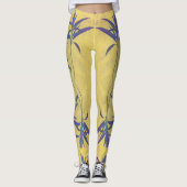 Rustisch blauw en geel leggings (Voorkant)