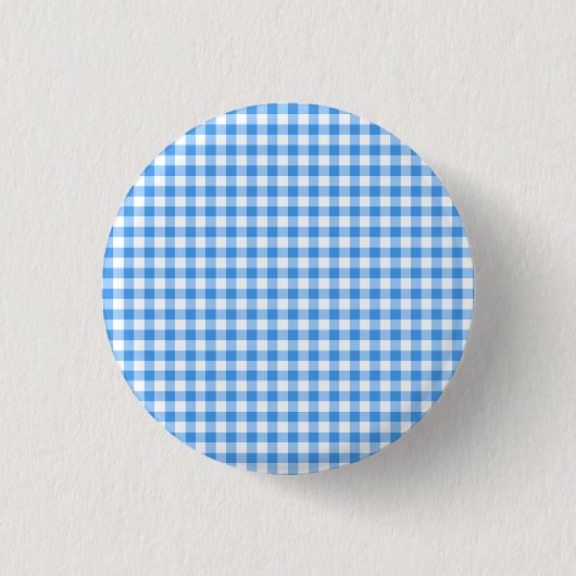 Rustisch blauw en wit gingham patroon ronde button 3,2 cm (Voorkant)