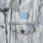 Rustisch blauw en wit gingham patroon ronde button 3,2 cm (In situ)