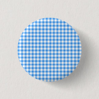Rustisch blauw en wit gingham patroon ronde button 3,2 cm
