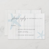 Rustisch blauw houten strand RSVP Kaartje (Voorkant / Achterkant)