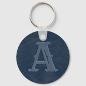 Rustisch blauw Initiaal van het Monogram van de Te Sleutelhanger (Voorkant)