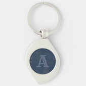 Rustisch blauw Initiaal van het Monogram van de Te Sleutelhanger (Voorkant)