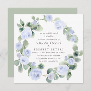 Rustisch blauw Roos Floral Eucalyptus Wedding Kaart