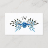 Rustisch blauw Roos Monogram Salon Visitekaartje (Voorkant)