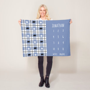 Rustisch blauw zwart-wit Beer flatel patroon Fleece Deken