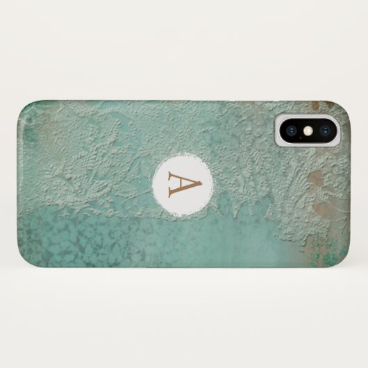Rustisch Blauwgroen Faux Monogram Case-Mate iPhone Case (Achterkant (horizontaal))