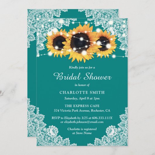 Rustisch Blauwgroen Vrijgezellenfeest zonnebloempe Kaart (Voorkant / Achterkant)