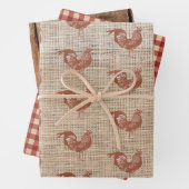 Rustisch bloemkool Burlap Chicken Wrapping Paper (In situ)