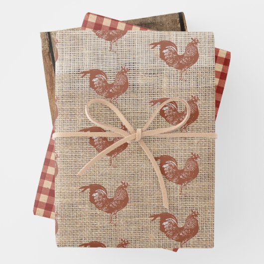 Rustisch bloemkool Burlap Chicken Wrapping Paper (In situ)