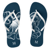 Rustisch Blue  Octopus Monogram Teenslippers (Voetbed)