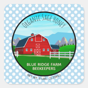 Rustisch Boerderij Apiary Photo Blue Honey Jar Vierkante Sticker