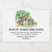 Rustisch Boerderij Dierlijk Baby shower Sparkling Wijnetiket (Enkel label)