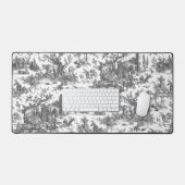 Rustisch Boerderij Frans Toile-Black & White Bureaumat (Keyboard & Muis)