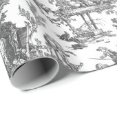  Rustisch Boerderij Frans Toile-Black & White Cadeaupapier (Rol Hoek)