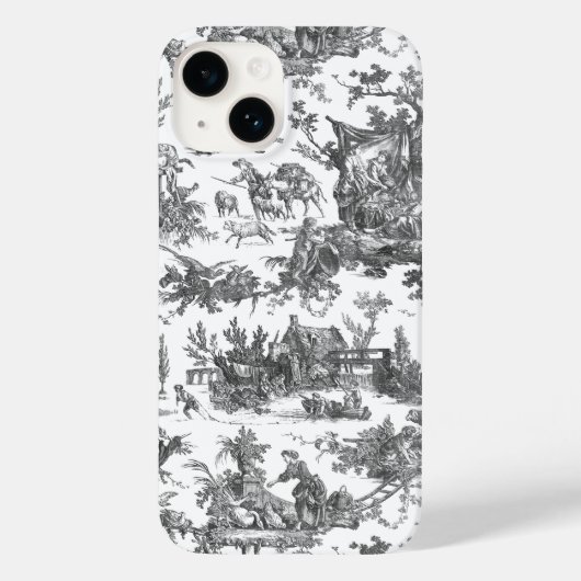 Rustisch Boerderij Frans Toile-Black & White Case-Mate iPhone Case (Achterkant)