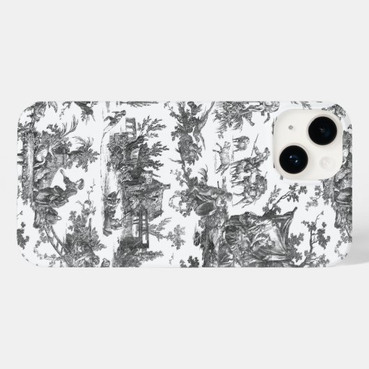 Rustisch Boerderij Frans Toile-Black & White Case-Mate iPhone Case (Achterkant (horizontaal))