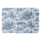 Rustisch Boerderij Frans Toile-Blue en White Badmat (Voorkant)