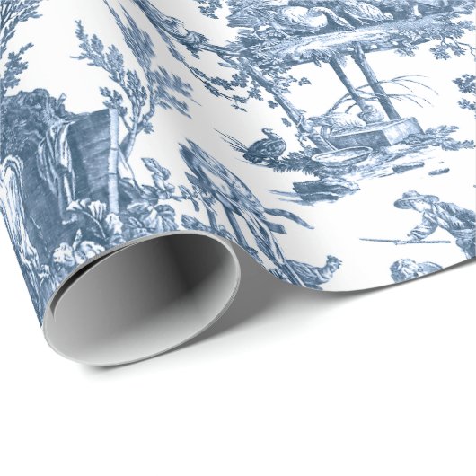  Rustisch Boerderij Frans Toile-Blue en White Cadeaupapier (Rol Hoek)