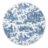  Rustisch Boerderij Frans Toile-Blue en White Keramische Knop (Voorkant)