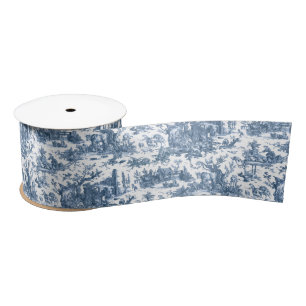 Rustisch Boerderij Frans Toile-Blue en White Lint