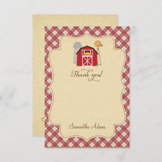 Rustisch Boerderij - Hartelijk dank Bedankkaart (Voorkant / Achterkant)