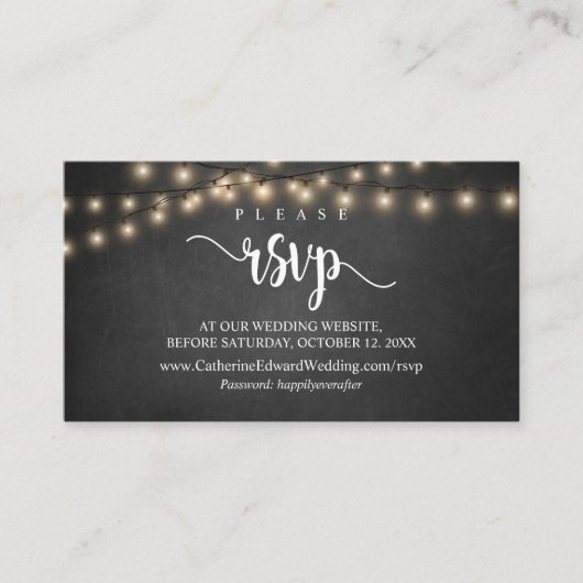 Rustisch Boerderij Hout, String Lights, RSVP reage Informatiekaartje (Voorkant)